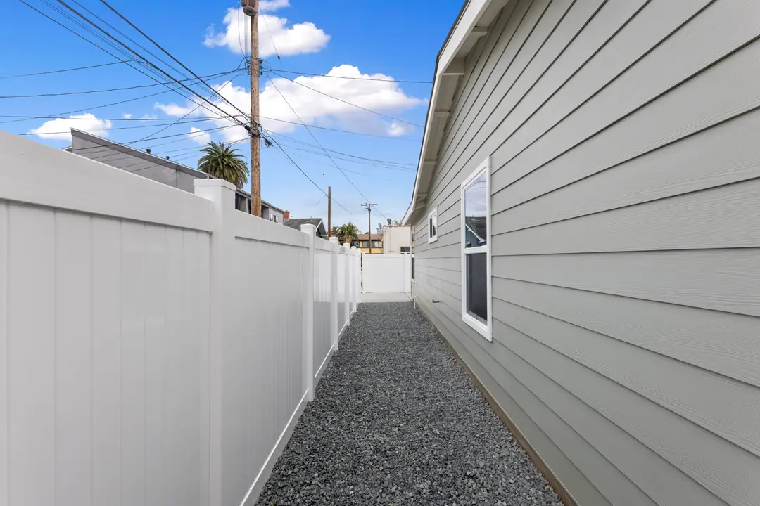 Colorado: narrow path beside exterior siding