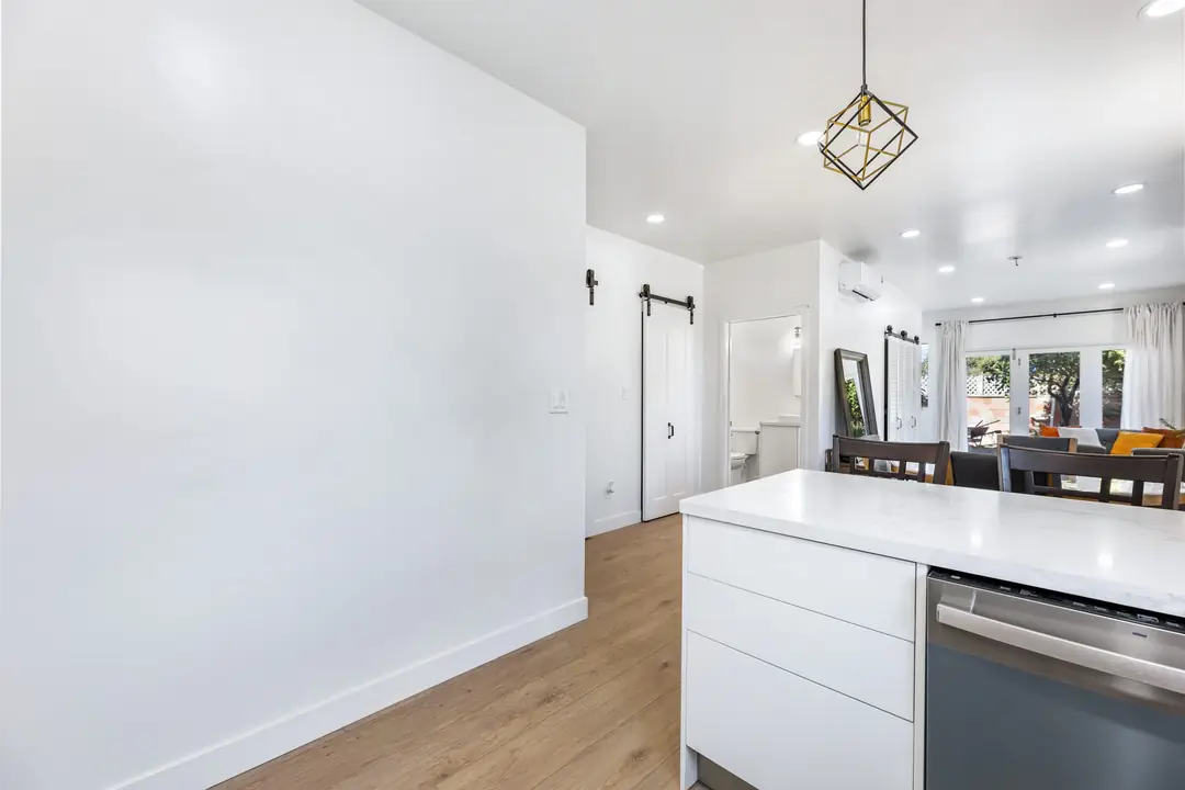 Lancewood: kitchen counter facing the living room