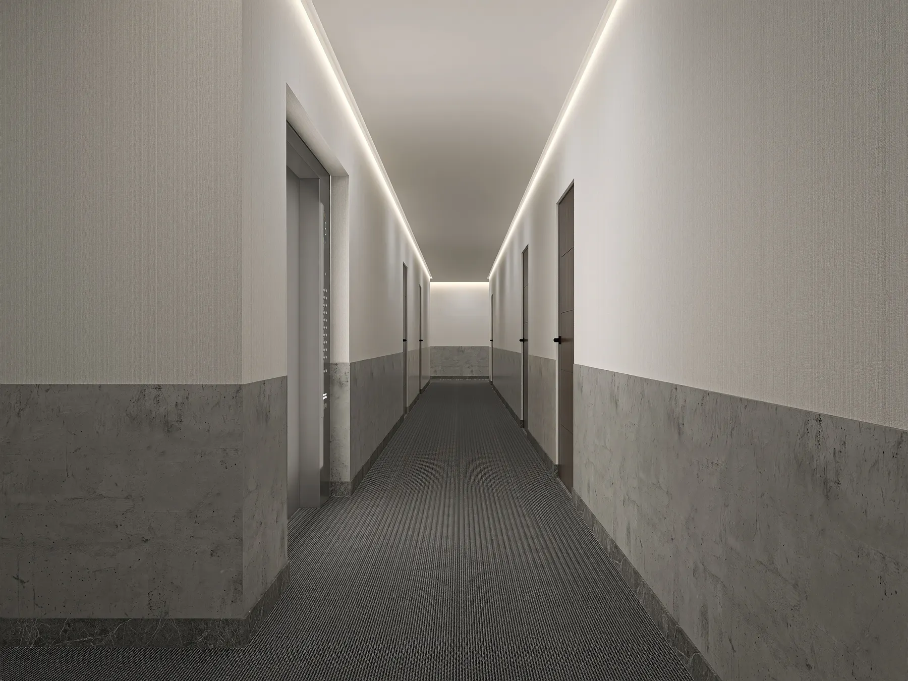 Strata elevator lobby design rendering 5